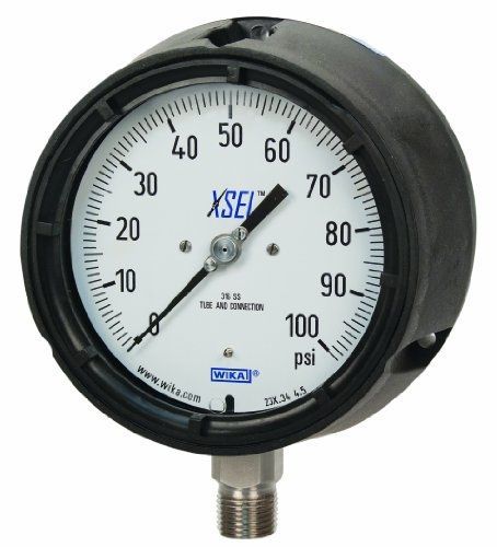 WIKA 9833965 Process Pressure Gauge, Liquid-Filled, Stainless Steel 316L Wetted