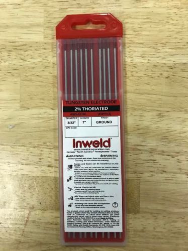 Inweld 10 2% thoriated tig welding tungsten electrode wt20 3/32&#034;x 7&#034; red for sale