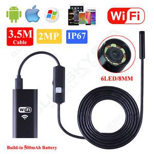 WiFi Endoscope Borescope Inspection 2MP Camera Video 8mm 3.5M For Apple Android