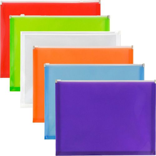 JAM Paper Plastic Envelopes with Zipper Closure - Letter - 9 3/4&#034; x 13&#034; - 6/p...