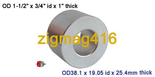 1pc of N52, OD 1-1/2&#034;x 3/4&#034;id x 1&#034; thick (B/P) Neodymium Rare Earth Ring Magnets