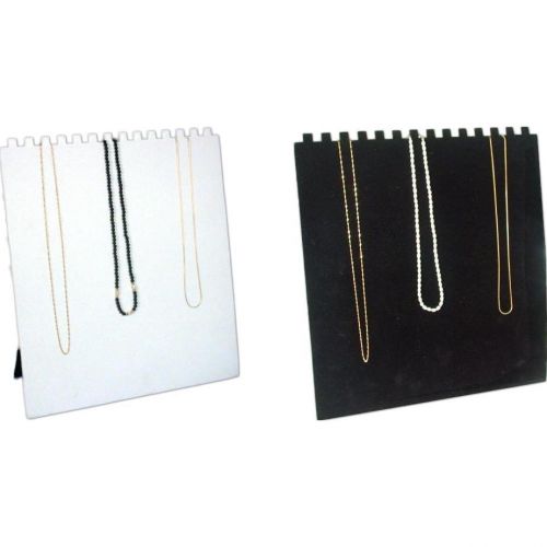 Black &amp; White 14 Slot Necklace Easel Jewelry Showcase Display Kit 2 Pcs