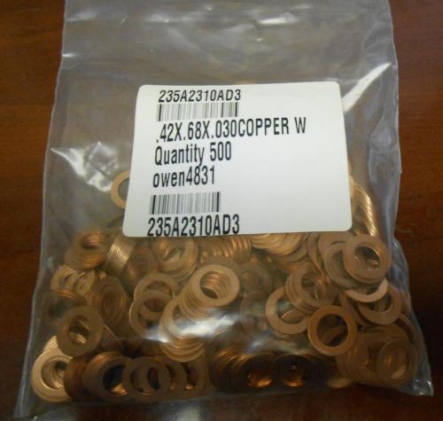 500 pcs .42 x .68 x .030 copper washers new NOS Craft stamping projects Fastenal