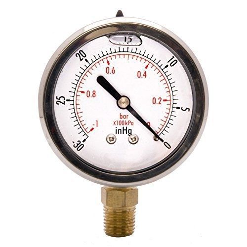 Hfs (tm) 2&#034; oil filled vacuum pressure gauge - ss/br 1/4&#034; npt lower mount for sale