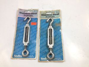 Lot of 2 stainless steel turnbuckle ~ 1/4&#034; screw ~ 5 1/2&#034; minimum length for sale