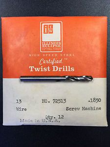 ITW HSS Screw Machine Twist Drills 13 Wire .1850 #72513, 60-pack