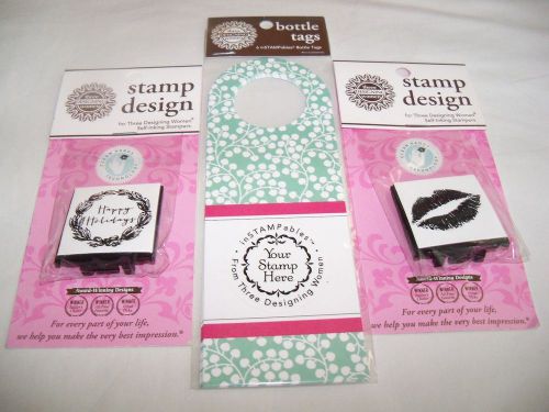 Three Designing Women Bottle Tags and Happy Holidays &amp; Kiss Stamp Designs