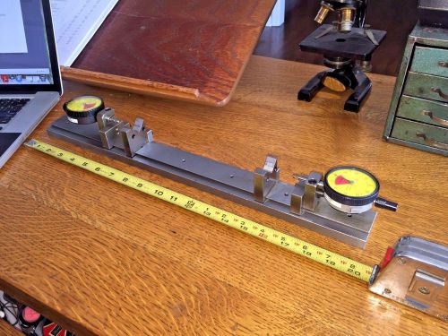 Bench micrometer precision gage fixture 20&#034; x 2&#034; mitutoyo indicators v blocks for sale