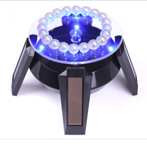 Solar Power 360 Degree Jewelry Rotating Display Stand Turn Plate Table