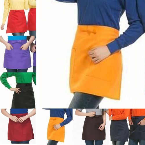 Half Short Waist Apron With Pocket Waiter Waitress Kitchen Cafe Pub Barista Bar