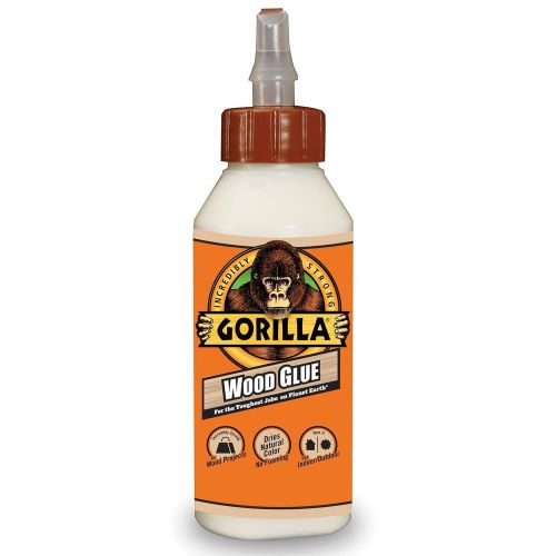 (4) Ea New Gorilla Wood Glue 8 oz for Indoors or Outdoors Dries natural color