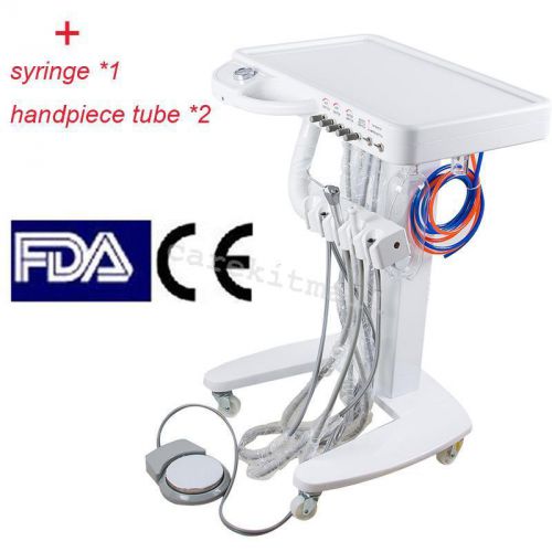 Delivery Unit Dental Mobile Cart portable 4-Hole + 600ML water bottle+ syringe