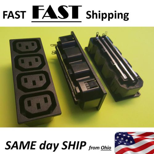 IEC-320 C13 Female 4 Way Panel Mounting Power Inlet Socket Connector 100-250V AC