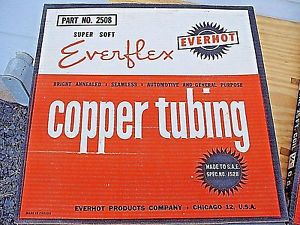 VINTAGE 1960s NOS EVERHOT Everflex Super Soft COPPER TUBING 2508 1/2x25 WORLDSHP