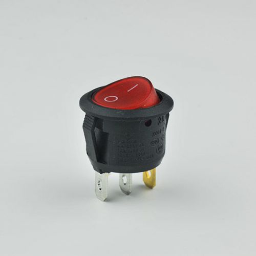 20X Illuminated Light Rocker Switch 3 Pin 6A 250V Red Round Power Switch 23*18mm
