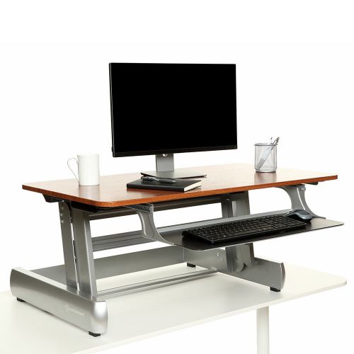 InMovement Standing Desk Adjustable Height Dark Wood