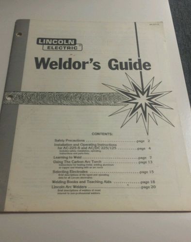 Lincoln electric weldor&#039;s guide im-237-e manual july 1984 vintage welder&#039;s for sale