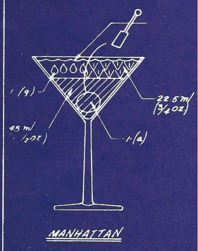 Blue print (how-to) make &amp; mix popular cocktails - perfect for framing 13&#034; x 19&#034; for sale
