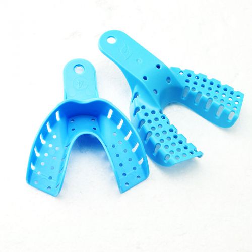 10pcs Light Blue Dental Impression Trays Autoclavable Dental Central Supply Lab
