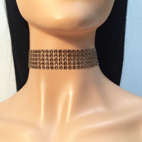 Bella Rhinestones Choker - Brown - 1&#034;in.