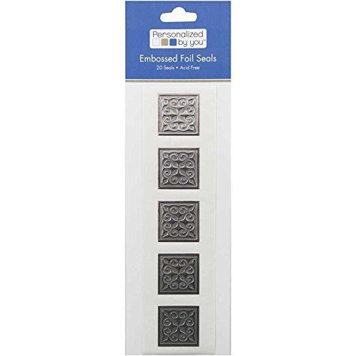 JAM Paper Embossed Square Foil Envelope Seals - Silver - 20/pack