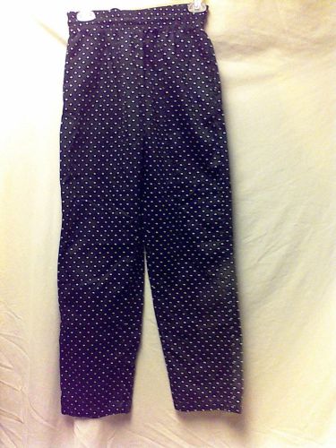 Chef Uniform black and white polka-dot chef pants size small 100% cotton
