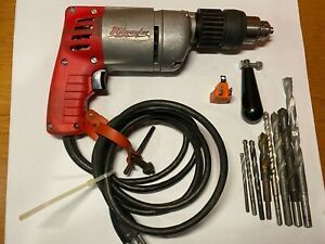 Vintage Milwaukee 3/8&#034; Hammer Drill, #5392 (Not Working) w/Bits-Handle-Case, USA