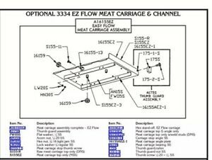 Biro 3334 A16155EZ Meat Carriage Assembly W/ Center Guide. For Model 3334