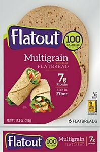 Flatout Multi Grain with Flax Flatbread Wraps - 100 Calories (2 Packs of 6)