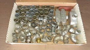 MIXED LOT OF  50 METAL PIPE FITTINGS , ELBOWS, REDUCERS, PLUGS,