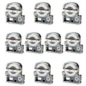 Black on White 3/8 in Compatible with EPSON LK-3WBN LabelWorks LW-400 Tape 10PK