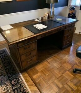 Antique wooden desk and credenza
