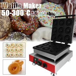 Waffle Donut Maker Machine 9 Holes Double-Sided Heating Electric Commercial Home