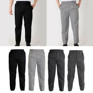 Elastic Restaurant Cafe Chef Waiter Pants Trousers Uniform Accs