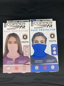 Copper Fit Face Protectors Youth Mask, set of 2, 1 Blue &amp; 1 Pink,New &amp; Unopened