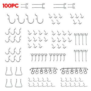 100PCS Pegboard Hook Assortment Variety Set Garage Storage Shelf Hanger T3