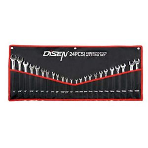 Wrench set,DISEN 24 Pieces Combination Wrench Set with Tool Roll,12 Point 7-18mm
