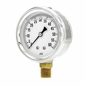 PIC Gauge S201L-254D 0-60 PSI Pressure Gauge 2 1/2&#034; Dial 1/4&#034; Male NPT Connec...