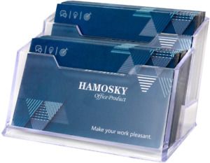 Hamosky Business Card Case Holder, 2 Tier Clear Business Card Holder Display, Pl