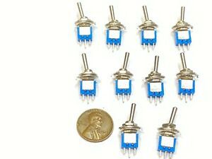 10 Pieces  sub miniature toggle switch On/On 3 Pins latching lock 5mm G29