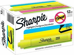 Sharpie Accent Tank-Style Highlighters, 12 Fluorescent Yellow Highlighter