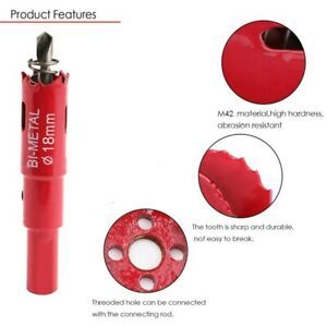 Kit Drill Bit Hole Saw 3pcs Arbor Pilot Bi Metal Cutting For Metal Wood Plastic