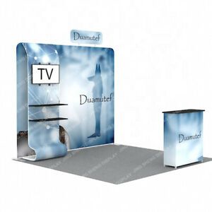 10ft Custom Fabric Trade Show Display Booth Expo Back Wall TV Stand Podium
