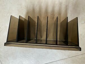 *VTG* Vintage Desk Organizer Retro Office Mail File Letter Holder Brown