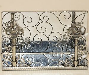 Ganz Business Card Holder Floral Metal Glass Keys Design Ornate Office Hearts