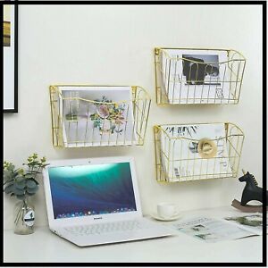 Hanging File Organizer, 3 Pocket Wall Mount Document Letter Tray File Organizer