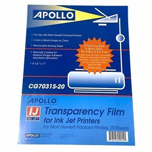 Apollo Laser Jet Printer and Copier Transparency Film 19 Sheets CG7031S