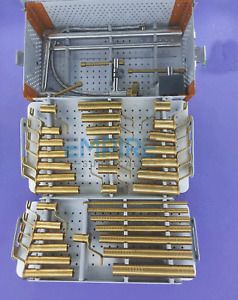 Mis Retractor System Tubular Retractors with Sterilization Box Gold Coated 41 PC