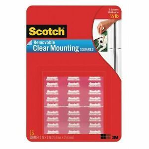 SCOTCH 859 Removable Clear Mounting Squares,PK35