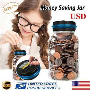 LCD Money Box Bank Case Large Coin Counting Jar Change Counter Saving Boxes $ US